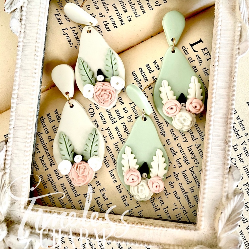 Polymer Clay Boho Vintage Inspired Dangle Earrings